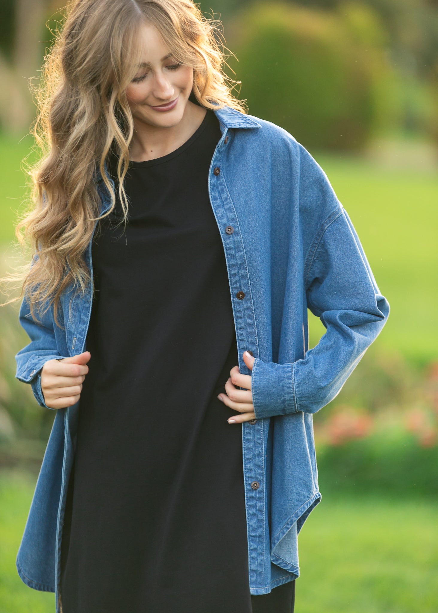 Betty Denim Button Up Top