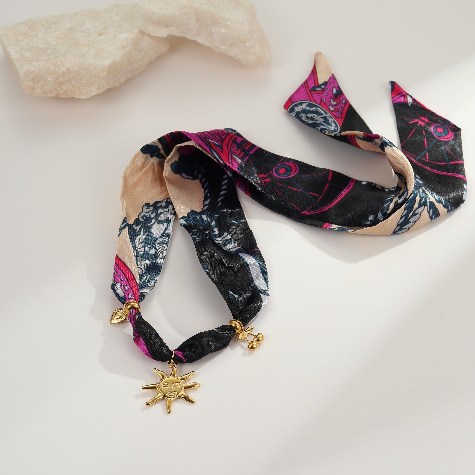 Autumn And Winter Scarf Series Sun Pendant Necklace High Sense