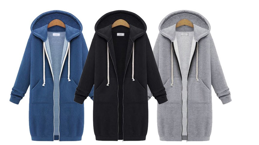 Hooded Long-sleeved Winter Sweater Women's Jacket In A Long Thick Shirt