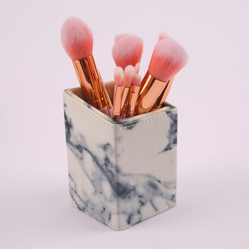 10-Piece Marble Pattern Makeup Brush Set