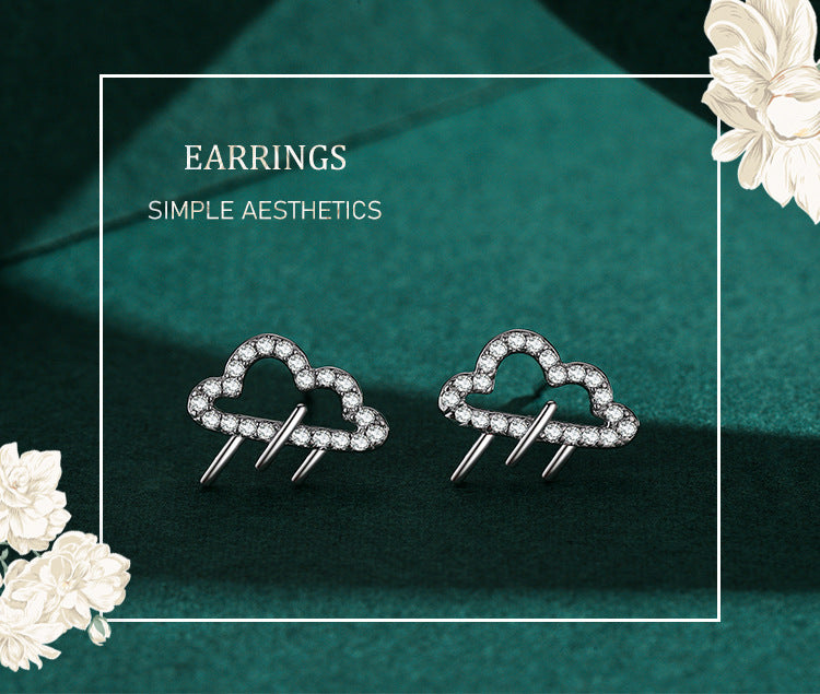 S925 Silver Kitten Star Diamond Earrings