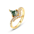 S925 Silver Green Moss Agate Ring