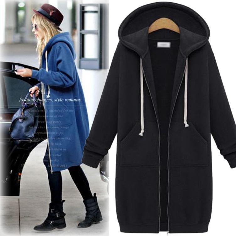 Hooded Long-sleeved Winter Sweater Women's Jacket In A Long Thick Shirt