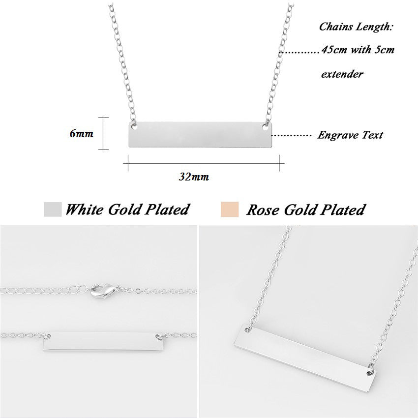 Titanium Steel Long Bar Necklace for Mother's Day Gift