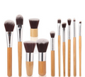 11-Piece Wooden Color Makeup Brush Set