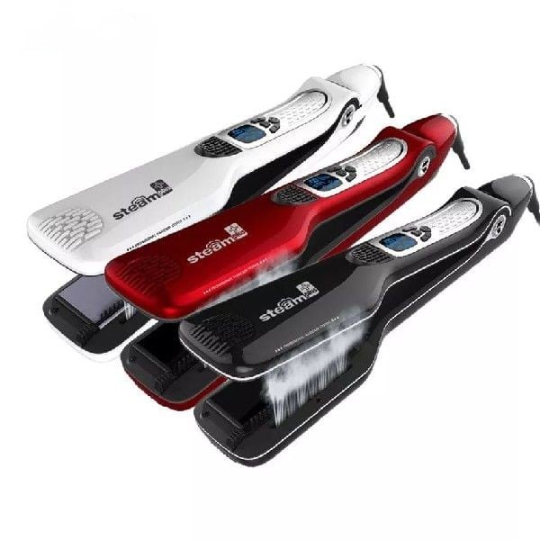 CLRLIFE Titanium Ceramic Steam Hair Brush Flat Iron