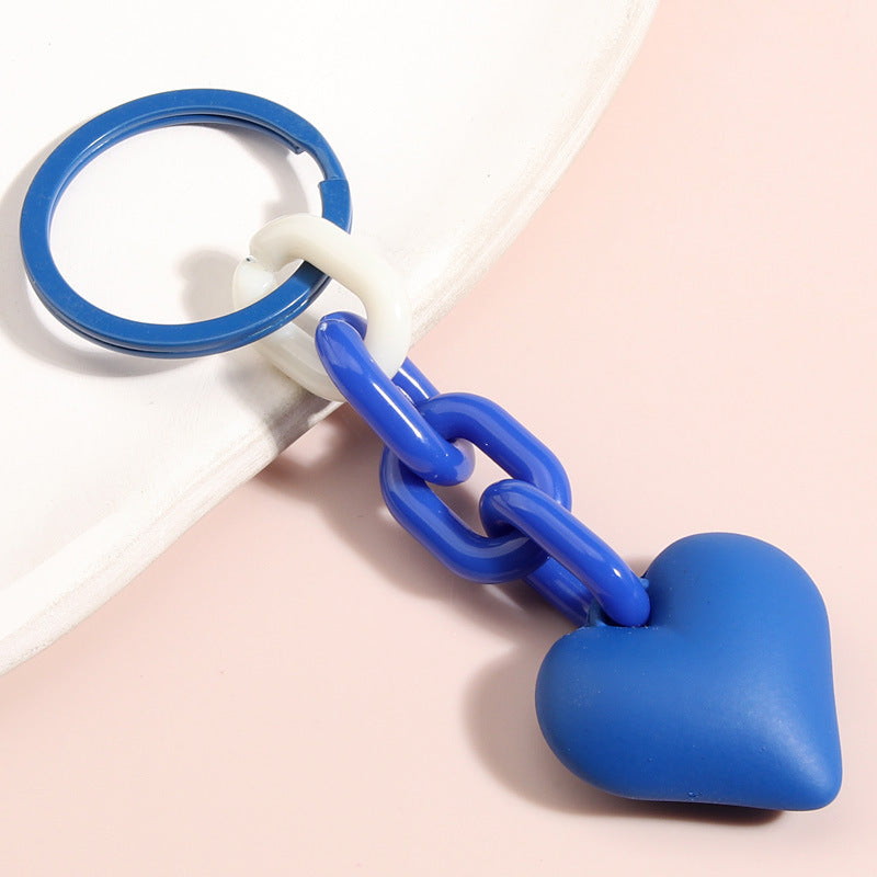 Black Blue Chain Love Heart Xiaohongshu Car Key Ring Hanging Ornaments