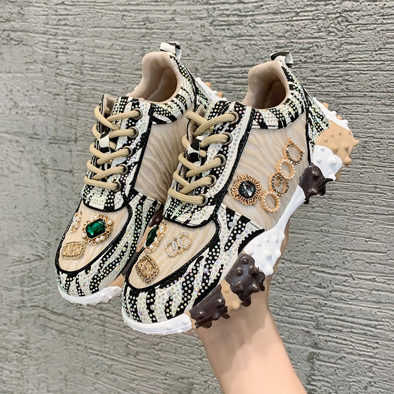 Luxury Designer Rhinestone Women's Casual Sports Shoes