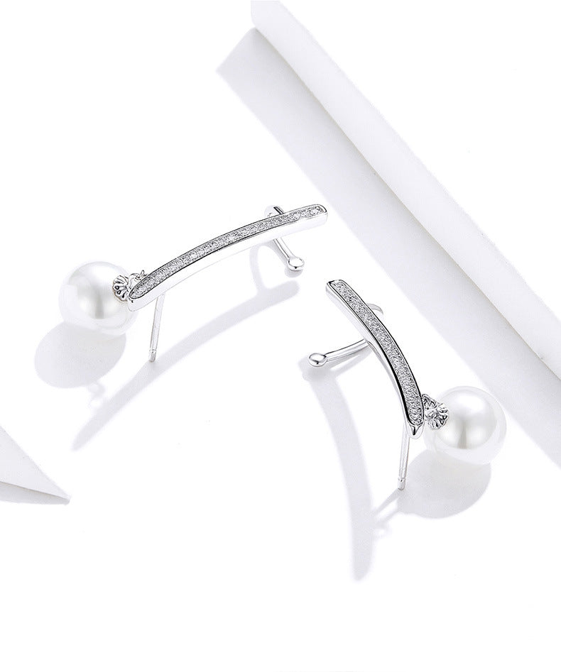 Fashion Women's S925 Silver Pearl Earrings