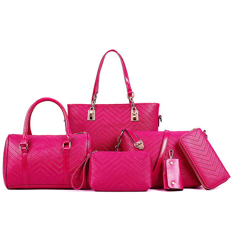 Trendy Embossed Six-Piece Mother Bag Set