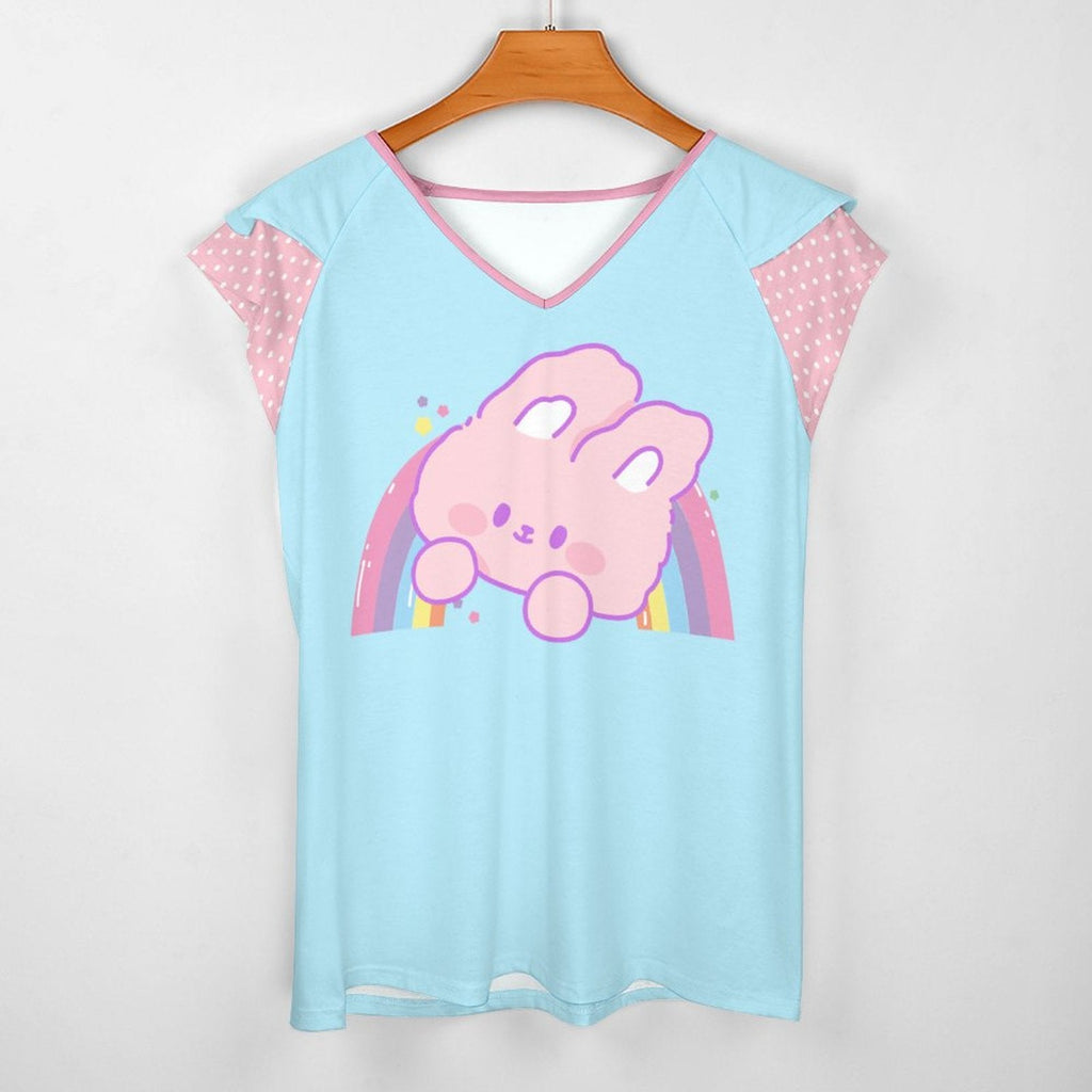 Kawaii Bunny Rainbow Ruffle Play Tee