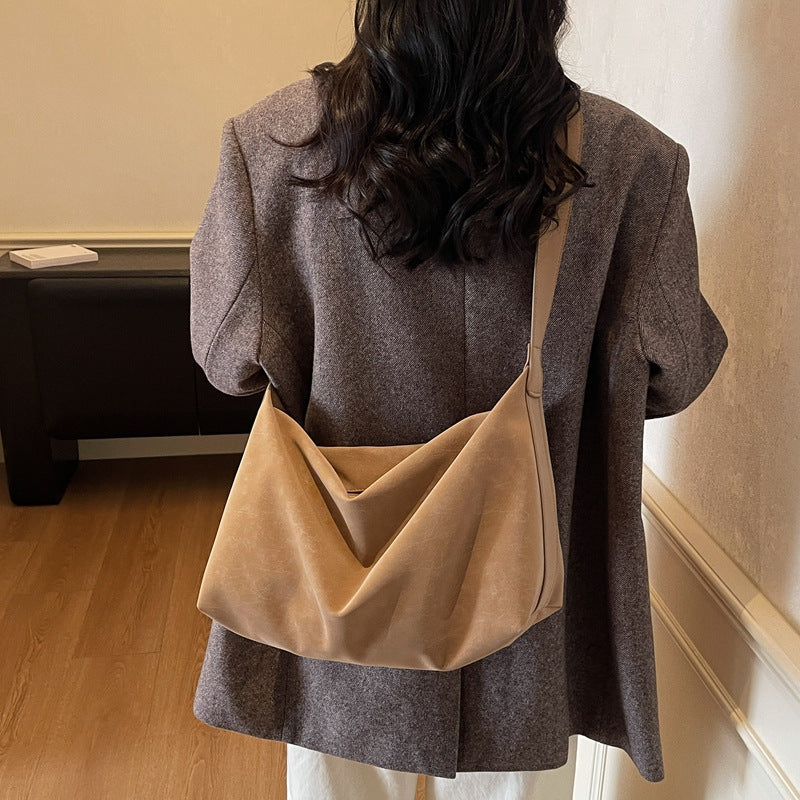 Womens Stylish Casual Minimalist High-Capacity Crossbody Bag