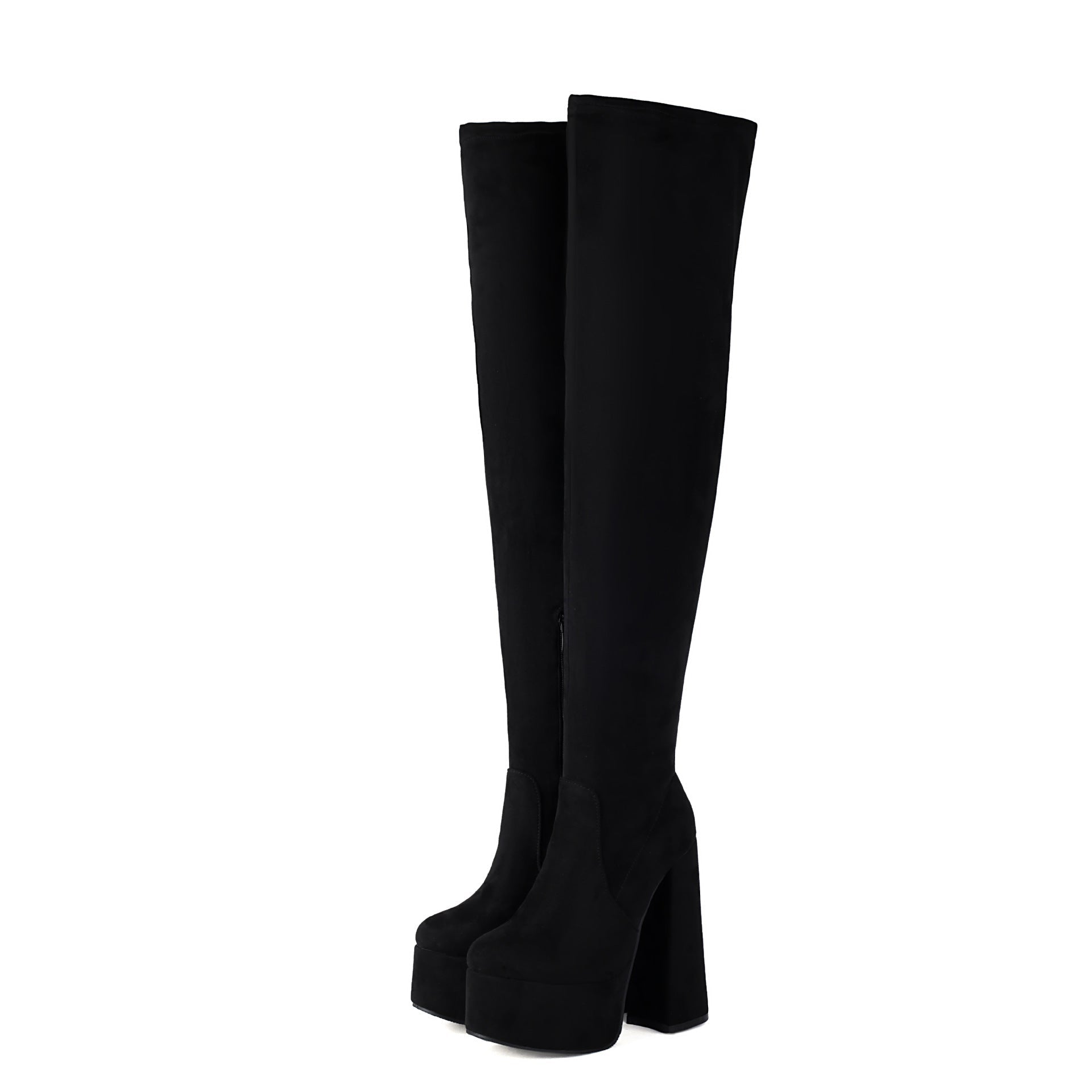 High-heeled Pointed-toe Waterproof Platform Boots With Chunky Heels