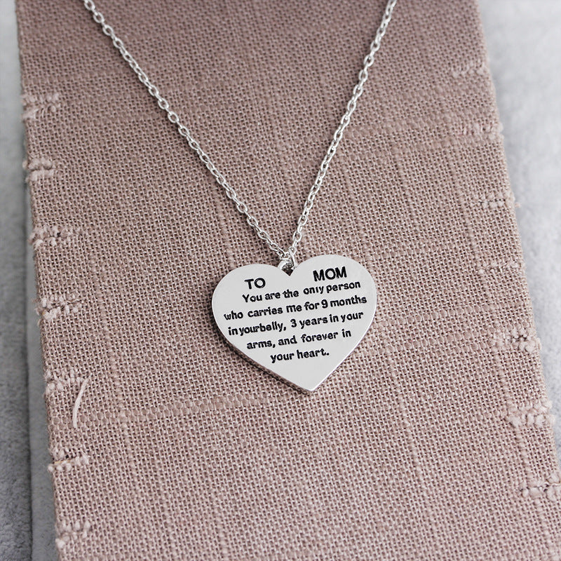 Heart-Shaped Engraved Necklace for Mother's Day Gift