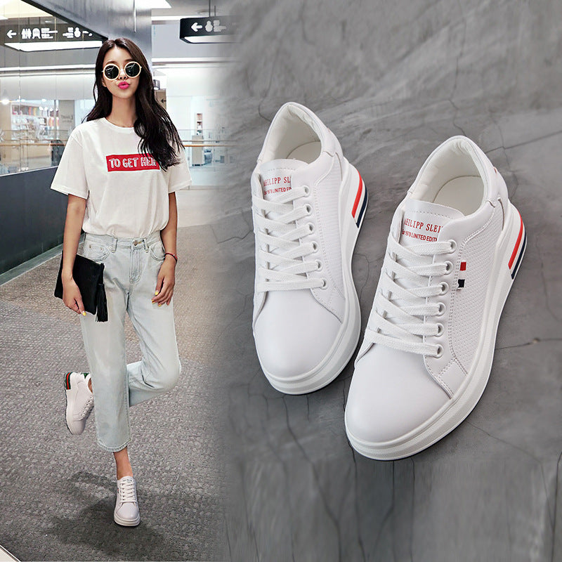 Elevated Sneakers, Versatile Lace-Up White Shoes
