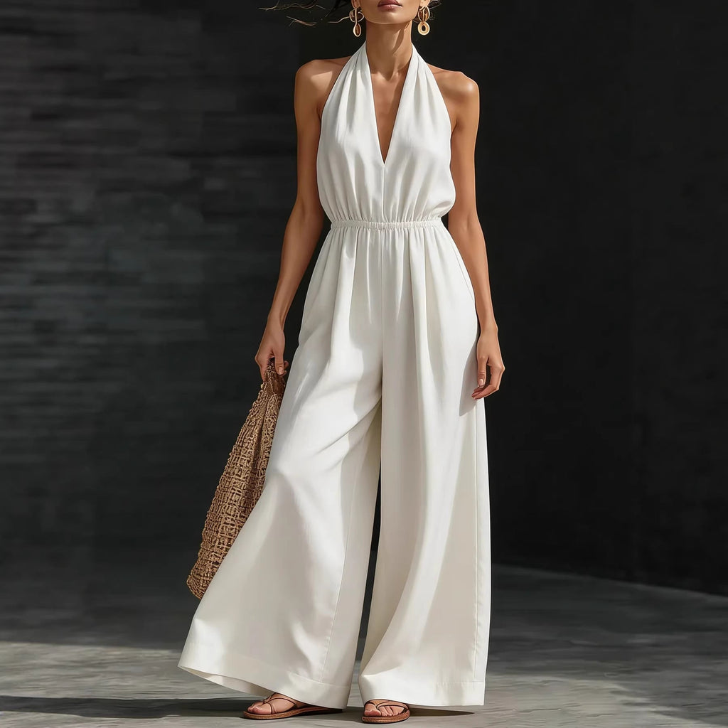V-neck Halter Neck Jumpsuit For Women