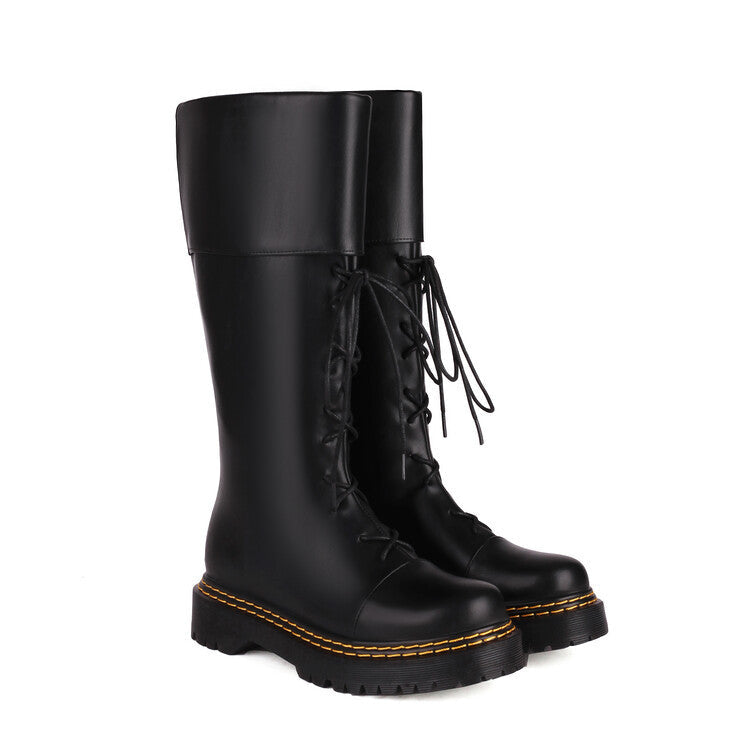 Womens High-heeled Lace-up Thigh-high Boots