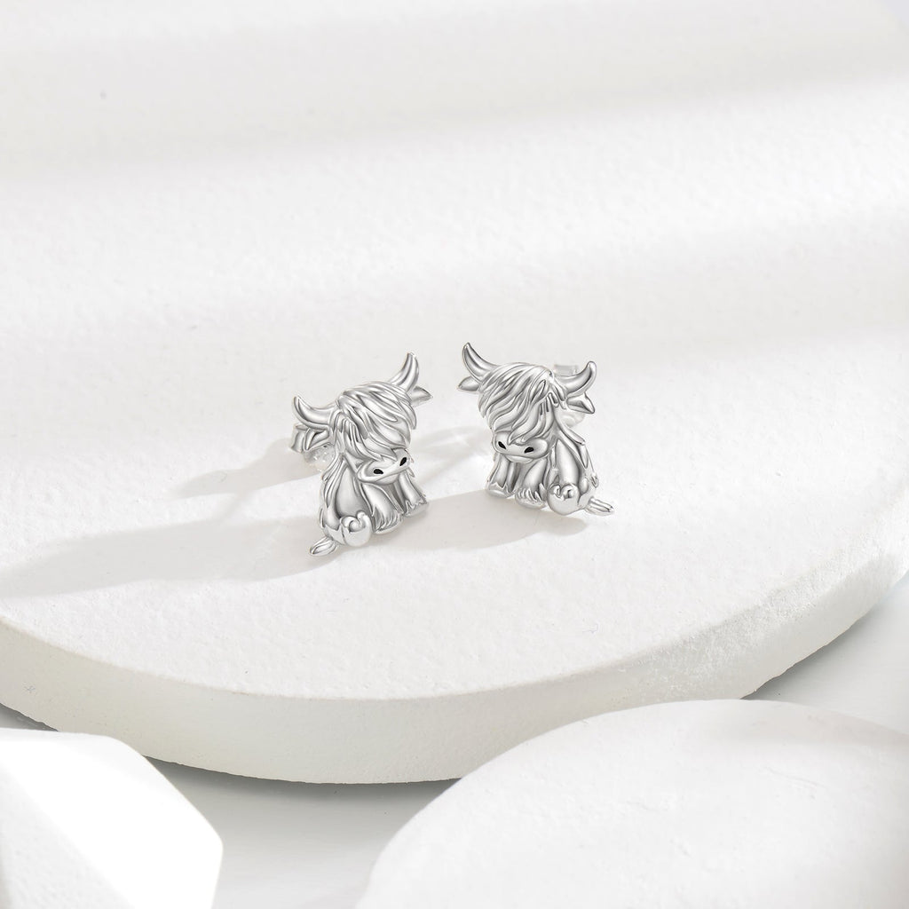 Highland Cow Earrings 925 Sterling Silver Cow Studs Earrings Highland Cow Jewelry Gifts