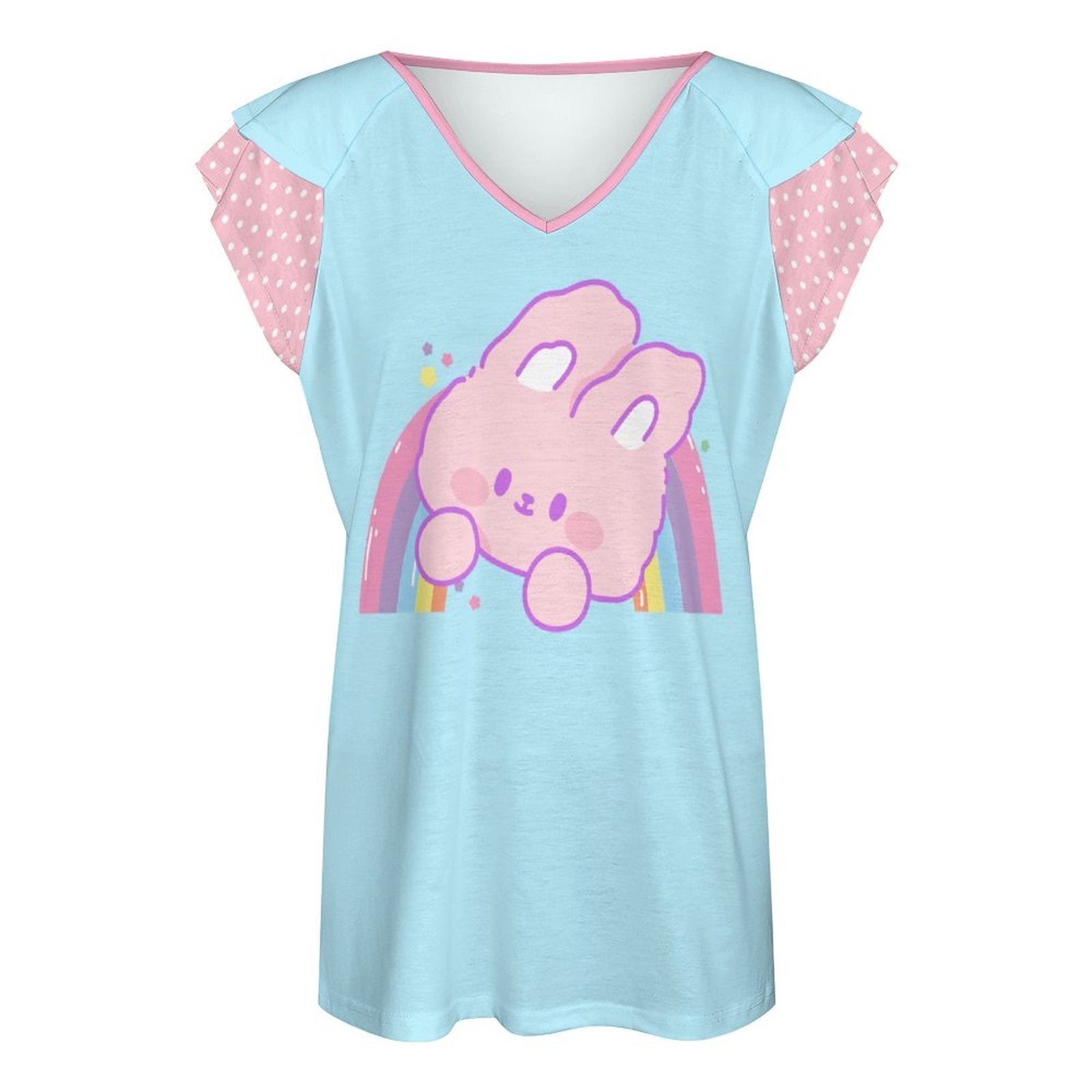 Kawaii Bunny Rainbow Ruffle Play Tee