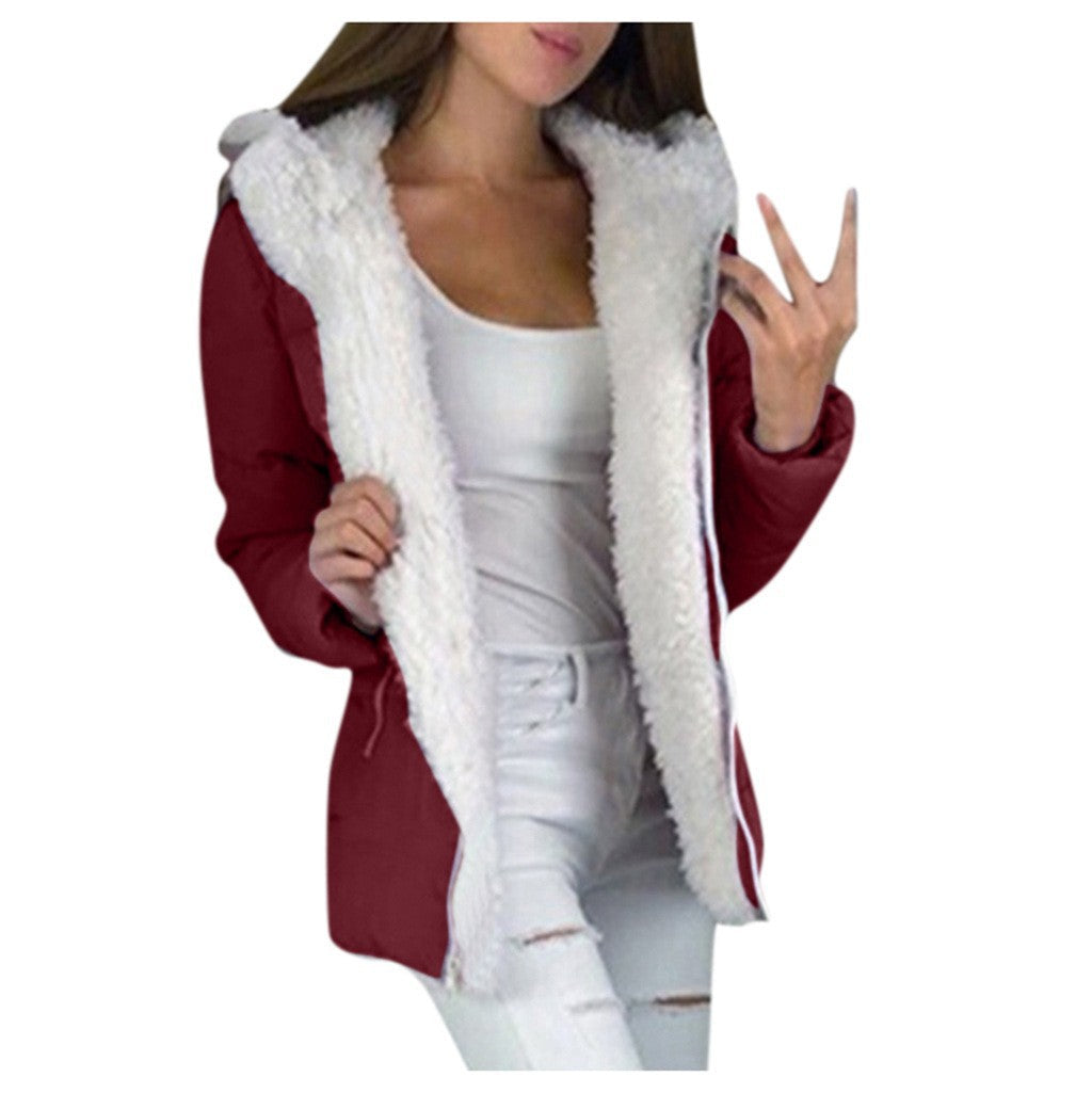 Fleece-lined Cardigan Hooded Coat Cotton-padded Jacket