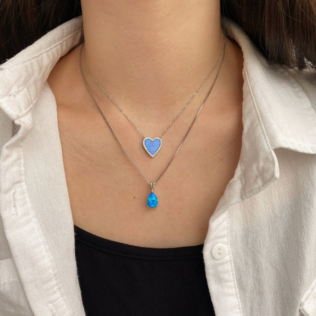S925 Sterling Silver Opal Necklace