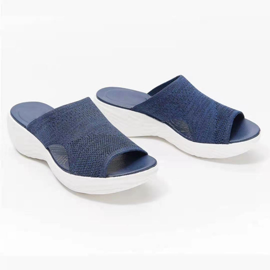 Women's Casual Fly Woven Upper Lightweight Platform Sandals And Slippers