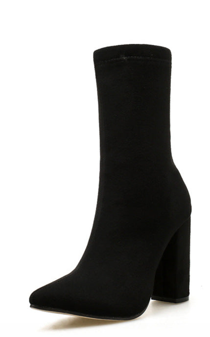 Nightclub Thick-heeled High-heeled Women's Boots Pointed Toe