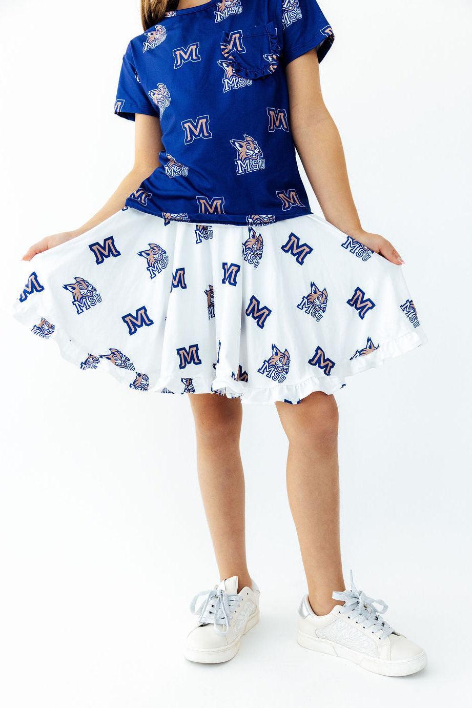 Montana State University White Bobcat Ruffle Twirl Skort