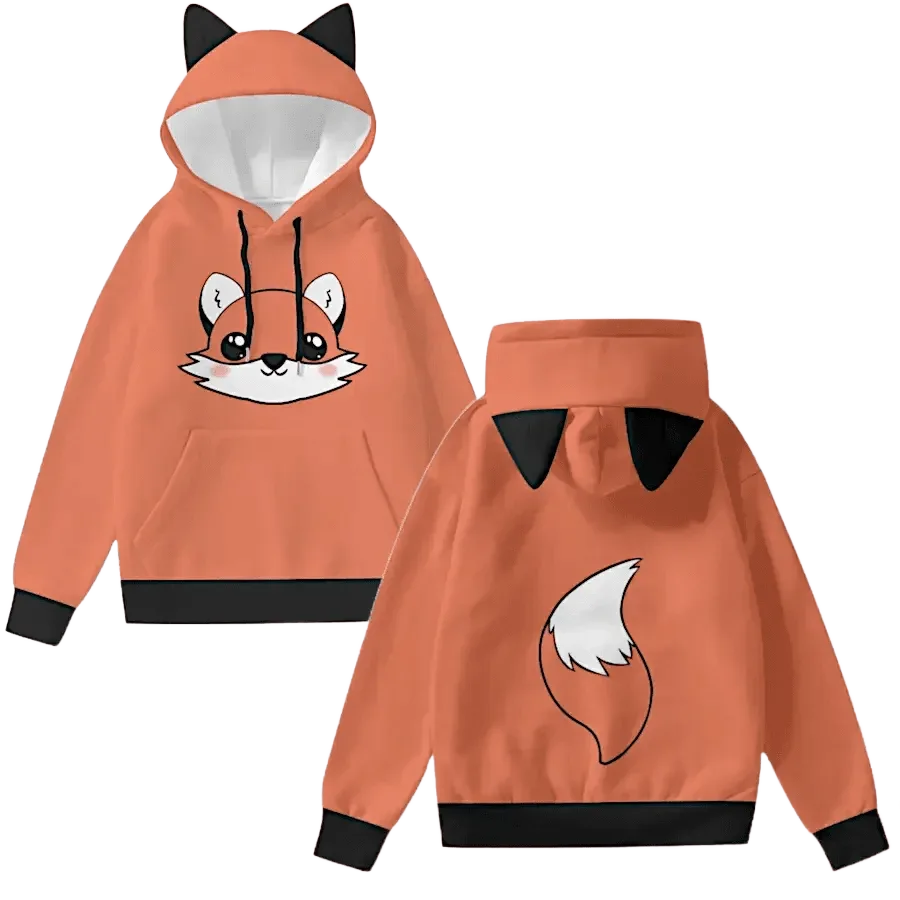 Kawaii Foxy Hoodie With Decorative Ears
