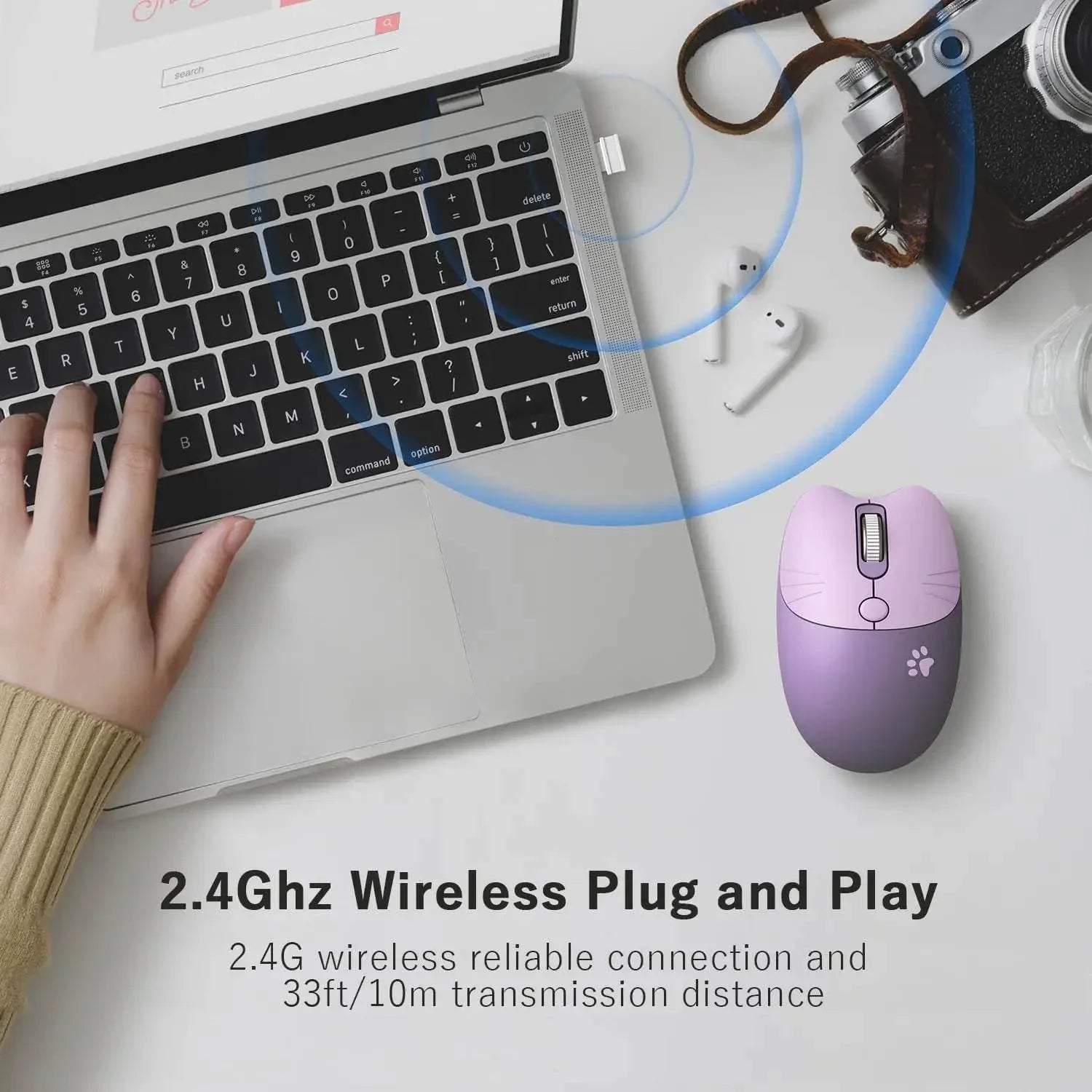 Kawaii Cat Ear Wireless Gaming Mouse