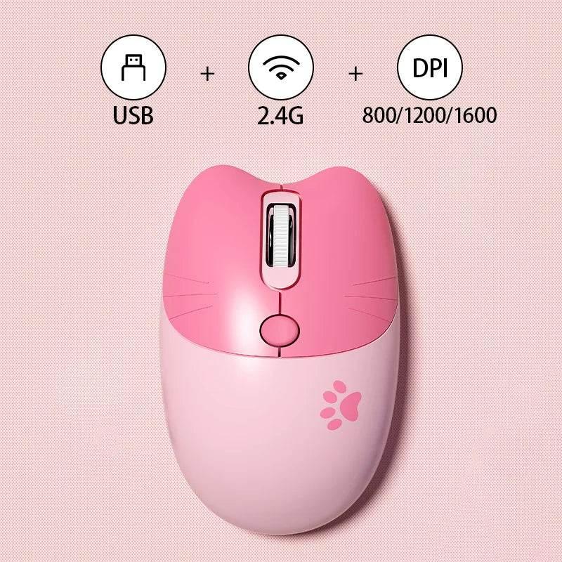 Kawaii Cat Ear Wireless Gaming Mouse
